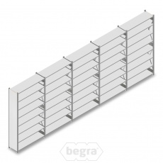 Voordeelrij gebruikte Dexion legbordstelling verzinkt 2500x6400x400mm (hxbxd) 5 secties/8 niveaus Voordeelrij gebruikte Dexion legbordstelling verzinkt 2500x6400x400mm (hxbxd) 5 secties/8 niveaus