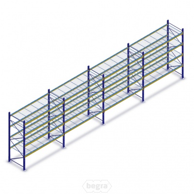 Voordeelrij gebruikte Esmena grootvakstelling 2500x11570x1100mm (hxbxd) - 4 secties 4 niveaus met draadroosters