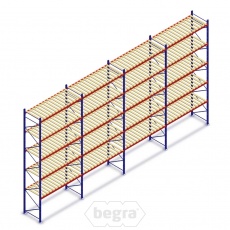 Voordeelrij gebruikte JH Esmena palletstelling 6500x11175x900mm (hxbxd) 4 secties 5 niveaus Voordeelrij gebruikte JH Esmena palletstelling 6500x11175x900mm (hxbxd) 4 secties 5 niveaus