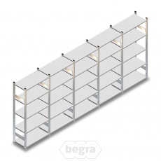 Voordeelrij gebruikte legbordstelling HD 2000x5180x500mm (hxbxd) 5 secties 5 niveaus Voordeelrij gebruikte legbordstelling HD 2000x5180x500mm (hxbxd) 5 secties 5 niveaus