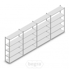 Voordeelrij gebruikte legbordstelling Medium Duty 2000x5260x400 (hxbxd) 4 secties 5 niveaus verzinkt 