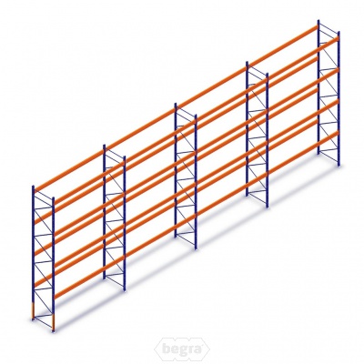 Voordeelrij gebruikte Mecalux palletstelling 6000x11200x1100 mm (hxbxd) - 4 secties 4 niveaus Voordeelrij gebruikte Mecalux palletstelling 6000x11200x1100 mm (hxbxd) - 4 secties 4 niveaus