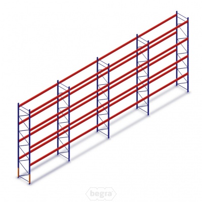 Voordeelrij gebruikte Mecalux palletstelling 6000x11200x1100mm (hxbxd) - 4 secties 4 niveaus