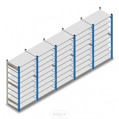 Voordeelrij gebruikte Schaefer R3000 legbordstelling 2500x5030x600mm (hxbxd) 5 secties 9 niveaus Voordeelrij gebruikte Schaefer R3000 legbordstelling 2500x5030x600mm (hxbxd) 5 secties 9 niveaus