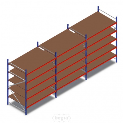 Voordeelrij grootvakstelling AR 2500x5790x1200mm (hxbxd) - 5 niveaus Voordeelrij grootvakstelling AR 2500x5790x1200mm (hxbxd) - 5 niveaus