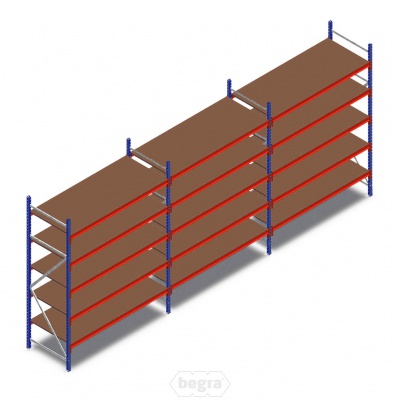 Voordeelrij grootvakstelling AR 2500x5790x800mm (hxbxd) - 5 niveaus Voordeelrij grootvakstelling AR 2500x5790x800mm (hxbxd) - 5 niveaus