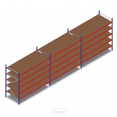 Voordeelrij grootvakstelling AR 2500x8340x1200mm (hxbxd) - 5 niveaus Voordeelrij grootvakstelling AR 2500x8340x1200mm (hxbxd) - 5 niveaus