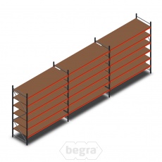 Voordeelrij grootvakstelling AR 3000x8340x1000mm (hxbxd) - 6 niveaus Voordeelrij grootvakstelling AR 3000x8340x1000mm (hxbxd) - 6 niveaus
