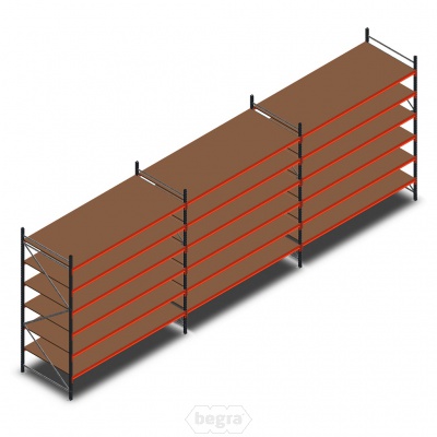 Voordeelrij grootvakstelling AR 3000x8340x1200mm (hxbxd) - 6 niveaus Voordeelrij grootvakstelling AR 3000x8340x1200mm (hxbxd) - 6 niveaus