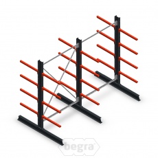 Voordeelrij medium draagarmstelling dubbelzijdig 2500x2000 mm (hxb) armlengte 600 mm - 4 niveaus Voordeelrij medium draagarmstelling dubbelzijdig 2500x2000 mm (hxb) armlengte 600 mm - 4 niveaus