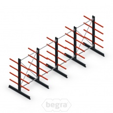 Voordeelrij medium draagarmstelling dubbelzijdig 2500x4000 mm (hxb) armlengte 600 mm - 4 niveaus Voordeelrij medium draagarmstelling dubbelzijdig 2500x4000 mm (hxb) armlengte 600 mm - 4 niveaus