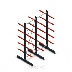 Voordeelrij medium draagarmstelling dubbelzijdig 3000x2000 mm (hxb) armlengte 600 mm - 5 niveaus Voordeelrij medium draagarmstelling dubbelzijdig 3000x2000 mm (hxb) armlengte 600 mm - 5 niveaus