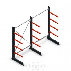 Voordeelrij medium draagarmstelling enkelzijdig 2500x2000 mm (hxb) armlengte 600 mm - 4 niveaus Voordeelrij medium draagarmstelling enkelzijdig 2500x2000 mm (hxb) armlengte 600 mm - 4 niveaus