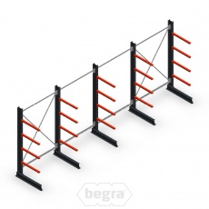 Voordeelrij medium draagarmstelling enkelzijdig 2500x4000 mm (hxb) armlengte 600 mm - 4 niveaus Voordeelrij medium draagarmstelling enkelzijdig 2500x4000 mm (hxb) armlengte 600 mm - 4 niveaus