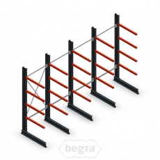 Voordeelrij medium draagarmstelling enkelzijdig 2500x4000 mm (hxb) armlengte 800 mm - 4 niveaus Voordeelrij medium draagarmstelling enkelzijdig 2500x4000 mm (hxb) armlengte 800 mm - 4 niveaus