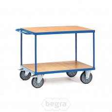 Zware tafelwagen 600 kg met 2 houten etages 1200x800 mm (lxb) Zware tafelwagen 600 kg met 2 houten etages 1200x800 mm (lxb)